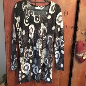Adore Black and White Abstract Long Sleeve Dress